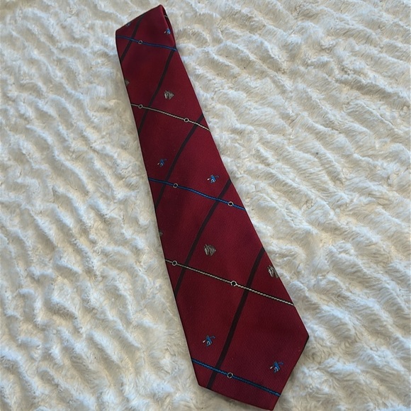 Vintage Bill Blass equestrian maroon navy Silk poly Tie with horse boot rope - Picture 2 of 8